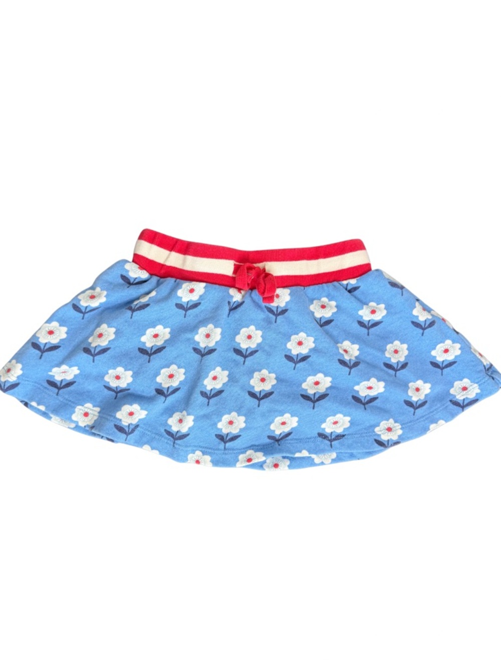 Boden Blue Skort with Red Striped Waistband Flower AOP 2-3Y Girls